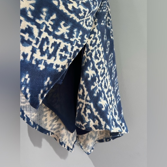 Coldwater Creek pre worn Navy and Cream Patterned Asymmetrical Skirt size M - Picture 3 of 13